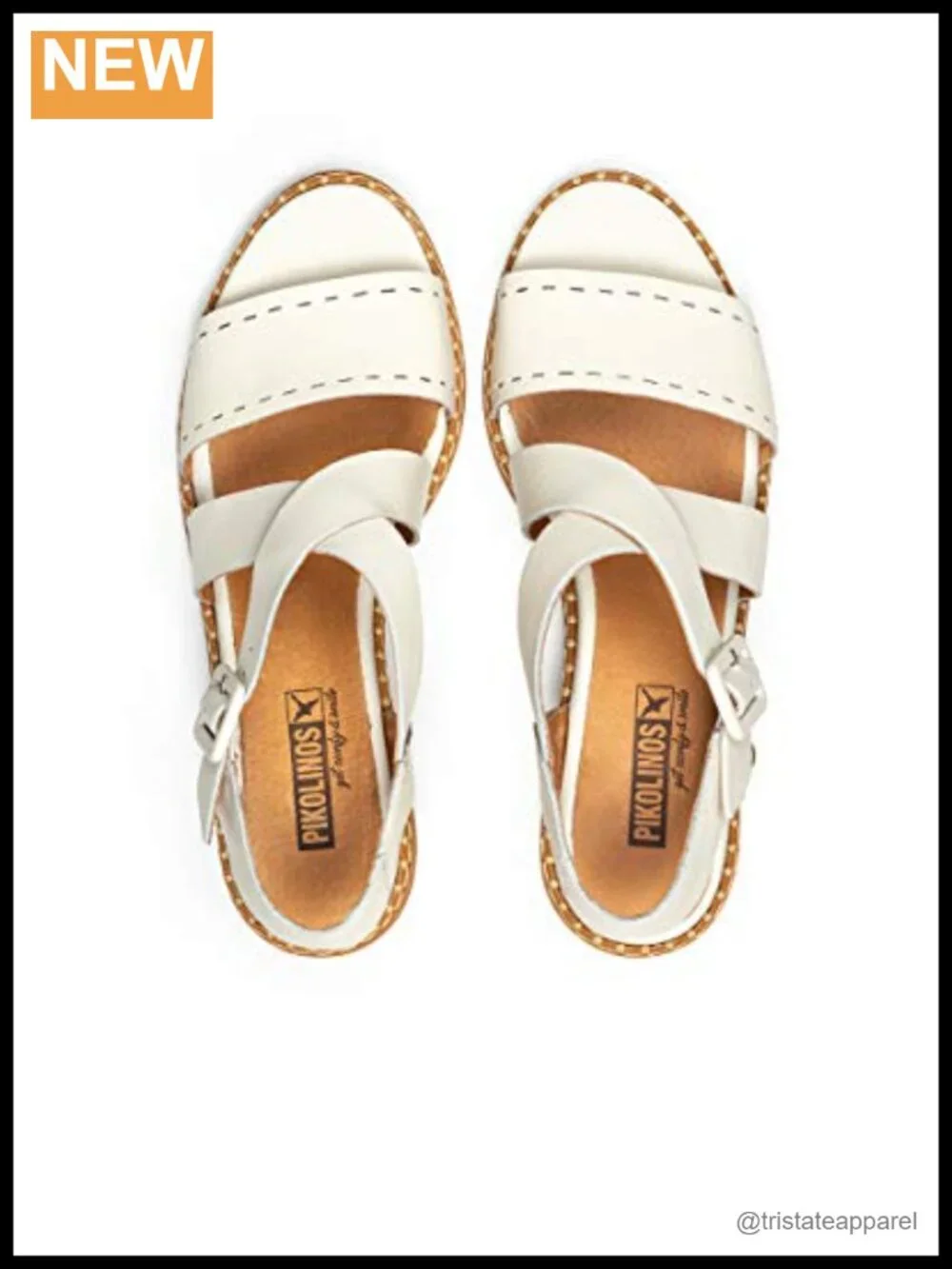 PIKOLINOS Leather Block Heel Sandals Buckle Adjustable Open Toe